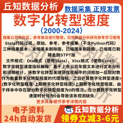 企业数字化转型速度2024-2000年上市公司数据词频Excel含剔除缩尾