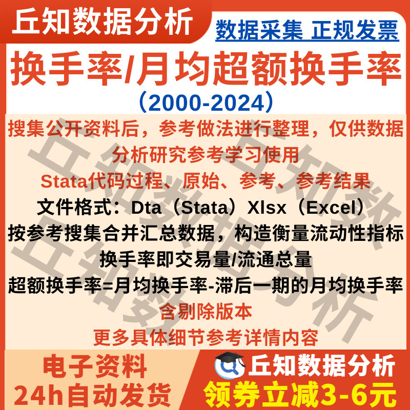 换手率月均超额换手率2024-2000Stata代码过程DO参考上市公司数据