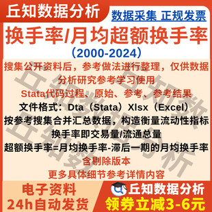 换手率月均超额换手率2024-2000Stata代码过程DO参考上市公司数据