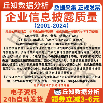 企业信息披露质量2024-2001上市公司数据含stata代码Excel表结果