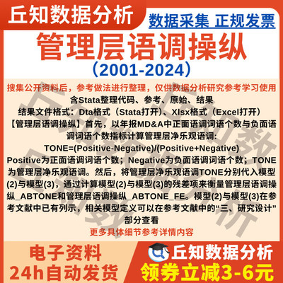 管理层语调操纵2024-2001上市公司数据企业净乐观ToneStataExcel