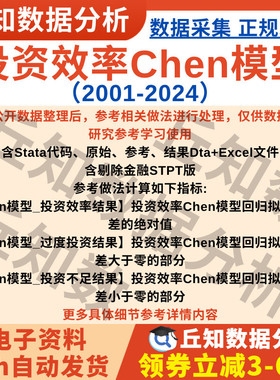 投资效率Chen模型2024-2001上市公司数据企业stata代码剔除Excel