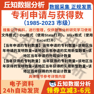 地级市专利申请与获得数2023-1985年StataExcel格式数据匹配编码