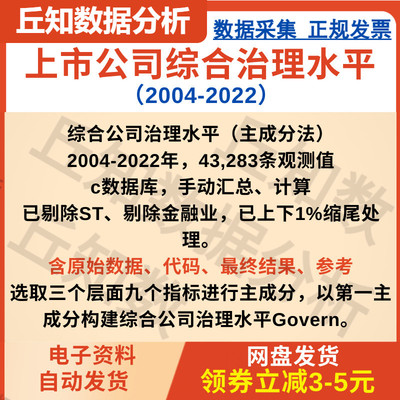 公司综合治理水平2022-2004 主成分分析法含代码、最终结果、参考