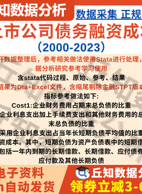 上市公司债务融资成本2023-2000 含stata代码过程 原始 参考 结果