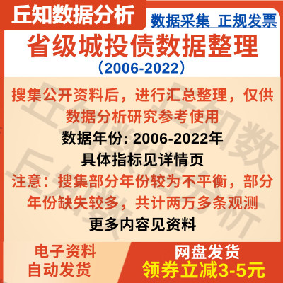 省级城投债数据整理（20﻿22-2006）搜集两万观测分布年份不均衡