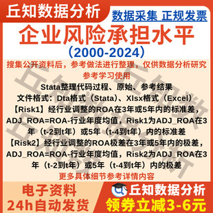 企业风险承担水平2024 2000数据上市公司3或5年窗口期StataExcel