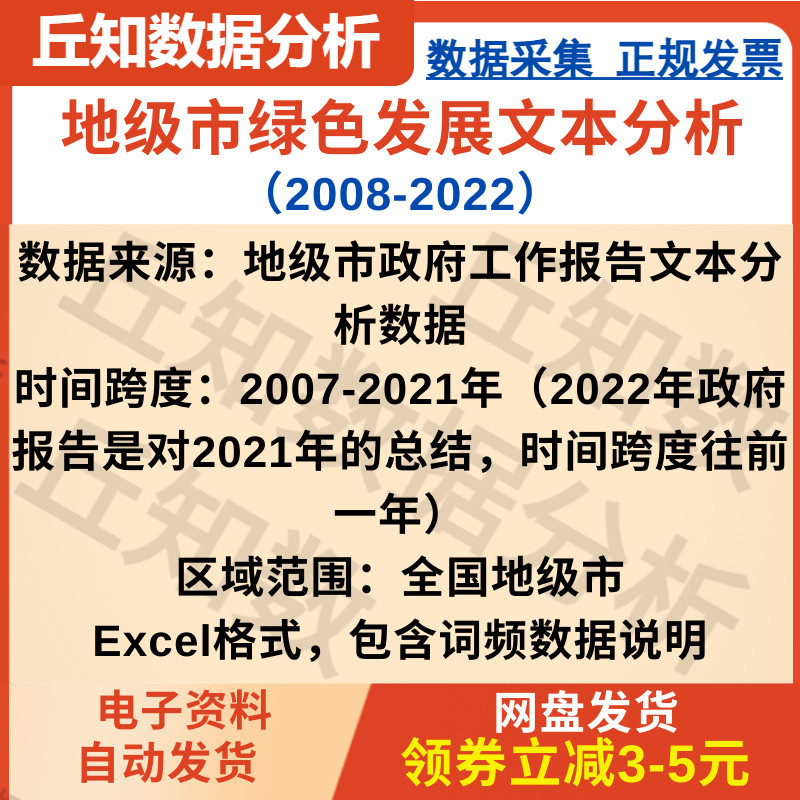 地级市绿色发展数据2022-2008年（报告年份），文本分析词频数据 商务/设计服务 设计素材/源文件 原图主图