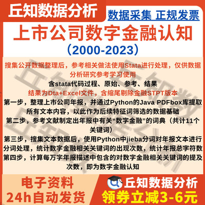 上市公司数字金融认知2023-2000年文本分析词频数据Stata面板原始