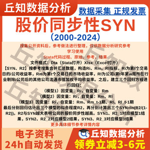 股价同步性SYN指标2024-2000年含Stata代码过程参考上市公司数据