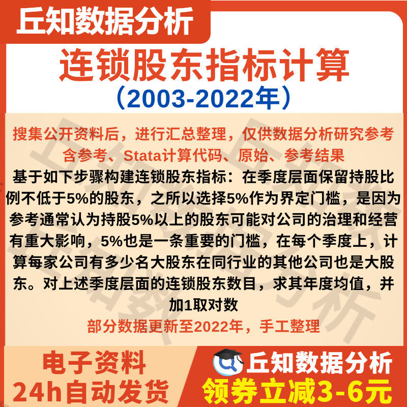 连锁股东指标计算2022-2003Stata计算代码 说明 结果上市公司数据