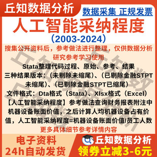 上市公司人工智能采纳程度2024-2003数据Stata企业Excel剔除缩尾