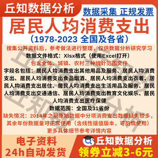 全国各省居民人均消费支出数据2023-1978含分项支出数据线性插值