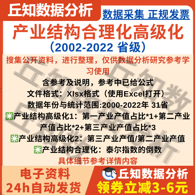 省产业结构合理化高级化2022-2002数据excel面板无缺失含参考说明