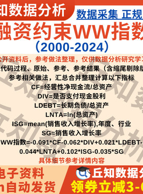 融资约束WW指数2024-2000Stata代码Do文档上市公司含剔除缩尾版本