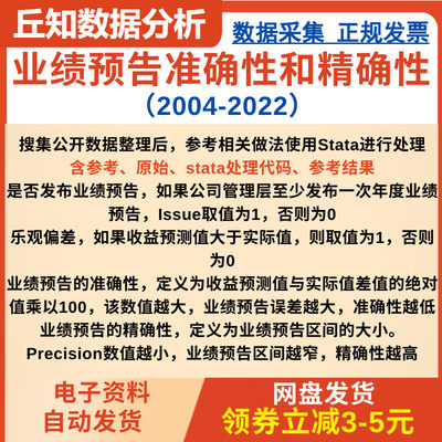 业绩预告准确性和精确性2022-2004含stata处理代码  上市公司数据