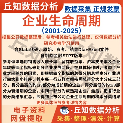 企业生命周期2025-2001上市公司数据Stata代码剔除金融STPT异质性