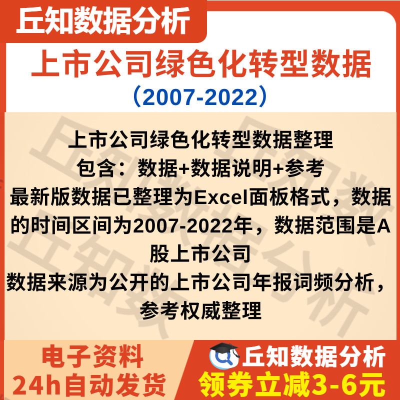 上市公司绿色化转型数据2007-2022年含说明+参考，Excel面板数据