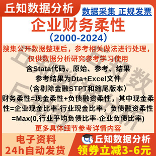 Dta含剔除结果 Excel 上市公司财务柔性2024 2000数据含stata代码