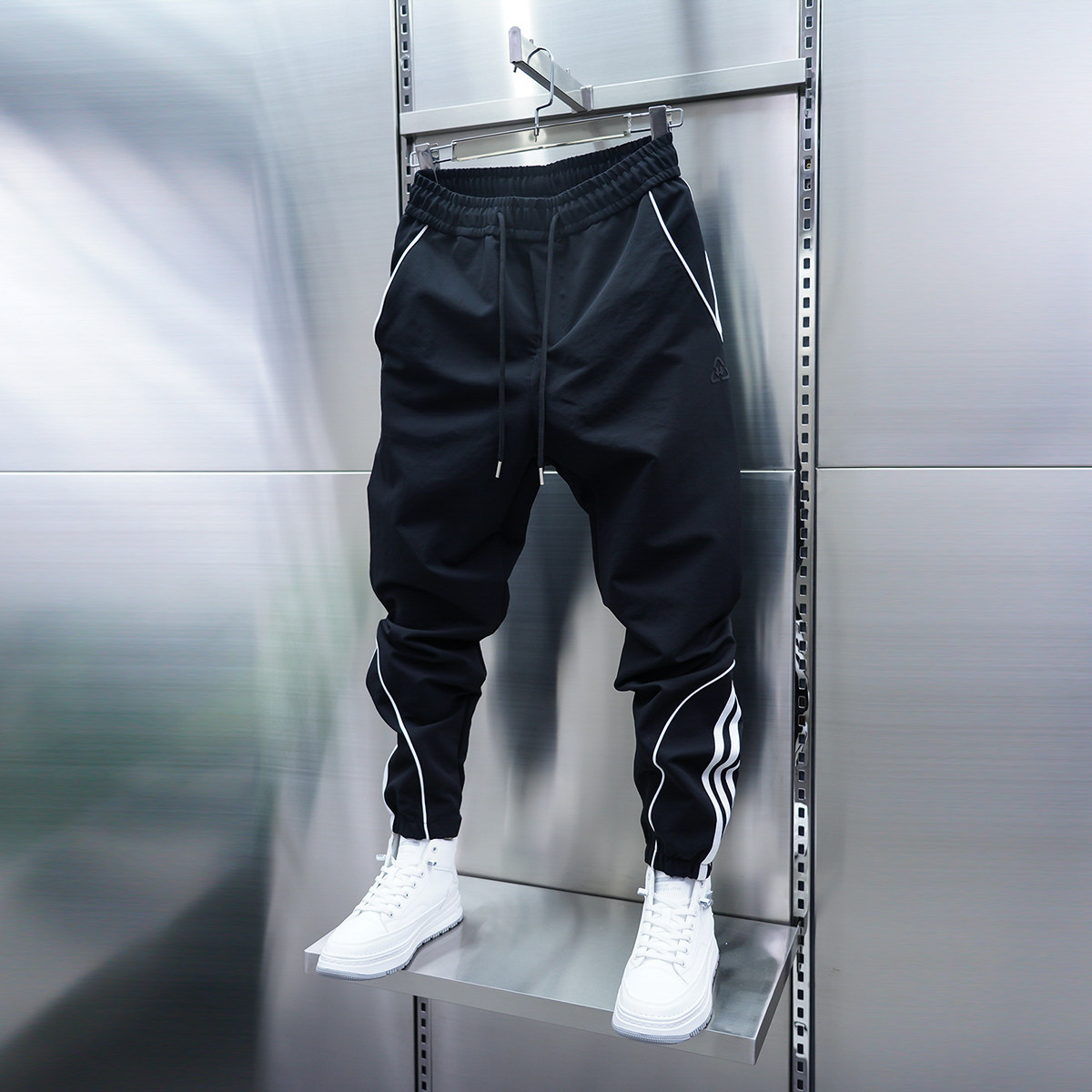 男士秋季新款休闲裤潮流百搭侧条拼接束脚裤青少年时尚小脚裤,男装,休闲裤,淘宝优惠券,粉丝福利购,淘宝优惠卷