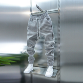 加绒百搭休闲裤 时尚 竖条纹束脚运动卫裤 2025秋冬男士 潮流小脚裤