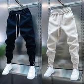 纯色弹力松紧腰小脚运动卫裤 2026男士 百搭束脚休闲裤 春秋季 新款