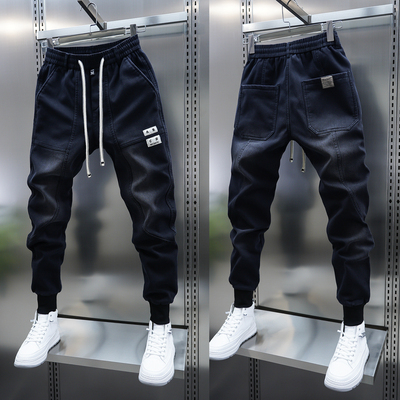 2025秋冬季黑灰色小脚男休闲裤