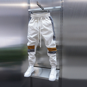 春夏薄款 松紧腰拼接小脚裤 潮款 男士 哈伦裤 拼色束脚休闲裤 时尚 新款