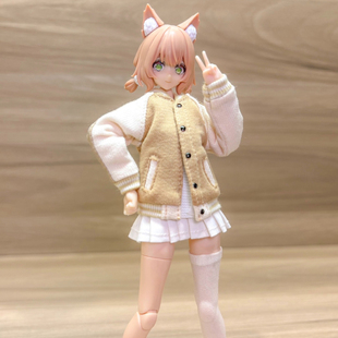 1/12兵人衣服配件6寸机娘素体夹克外套棒球服百褶裙女神装置改件