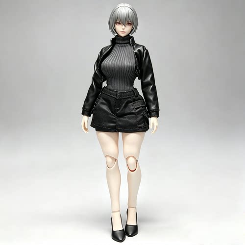 1/12兵人衣服女素体短款皮衣夹克