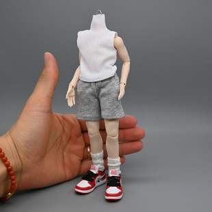 8分扎克事件娃衣bjd娃娃素体少年感运动短裤休闲高领无袖T恤背心