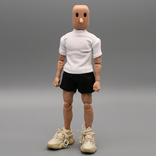 1/12兵人衣服配件休闲运动超短裤6寸romankey男素体纯色白T恤打底