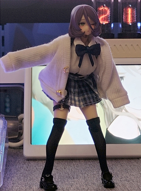 1/12兵人衣服配件romankey人妻jk百褶裙衬衣6寸机娘素体毛衣外套