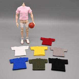 1/12兵人衣服配件男6寸女素体模型可动人偶潮流T恤打底短袖上衣