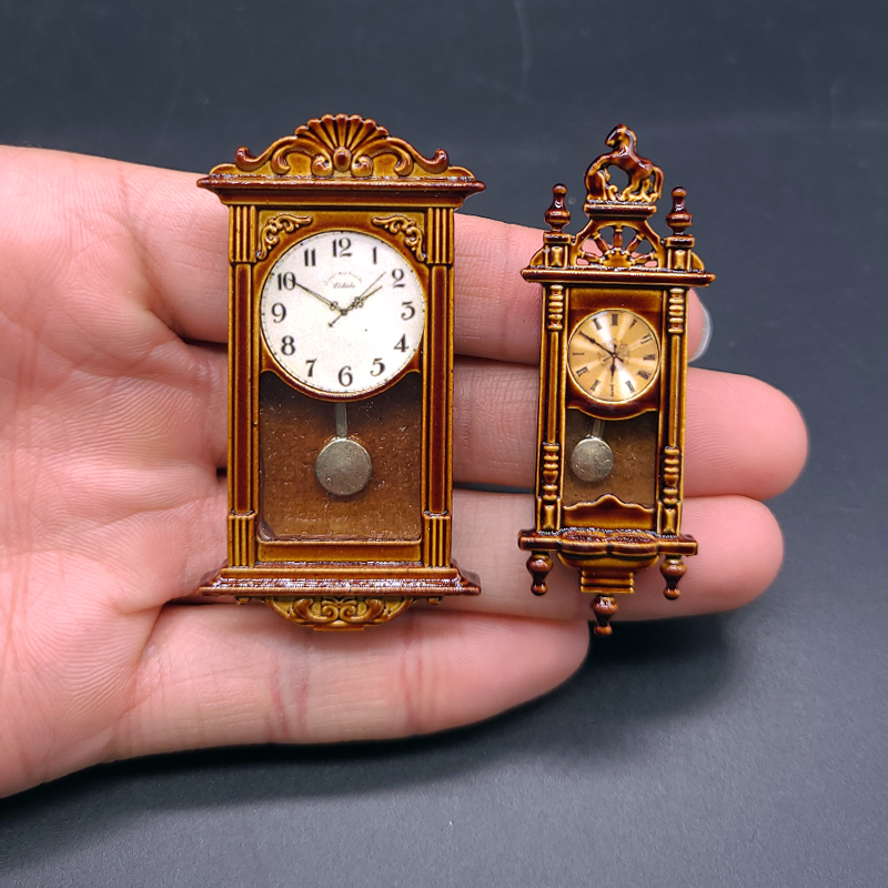 12分娃屋场景配件ob11挂钟复古老式钟表bjd盲盒模型微缩造景道具