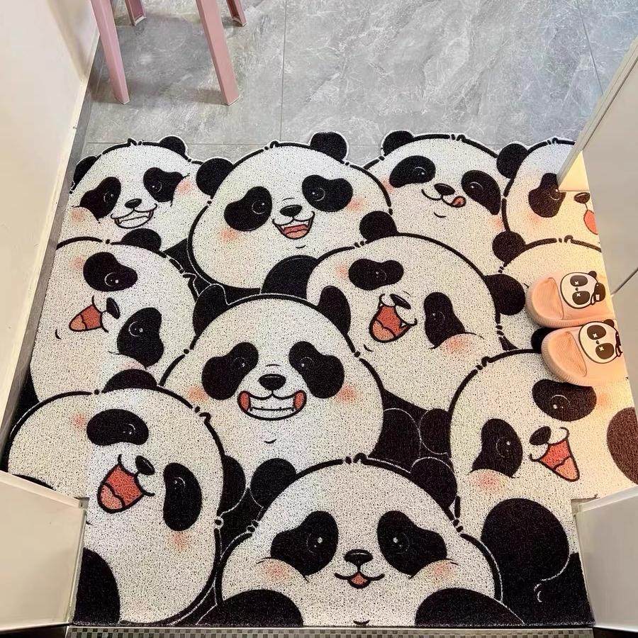熊猫卡通入户门地垫进门口丝圈脚垫子玄关蹭土防滑门垫可裁剪地毯,居家布艺,入户地垫,淘宝优惠券,粉丝福利购,淘宝优惠卷