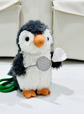 创意羽毛球挂件企鹅毛绒玩偶运动周边可爱卡通挂饰情侣生日礼物