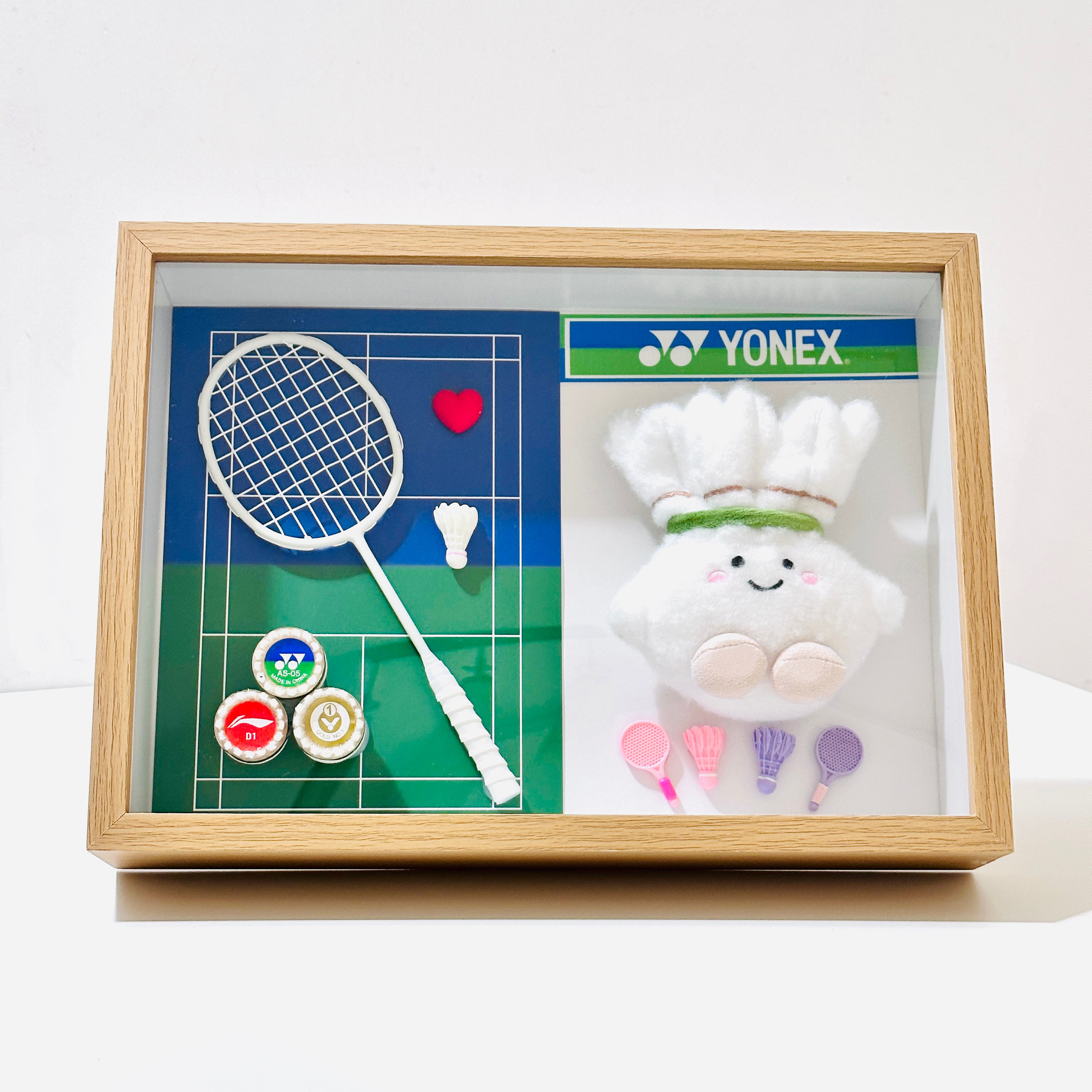 3.8节日羽毛球拍相框摆件比赛奖品纪念品情侣生日礼物创意永生花