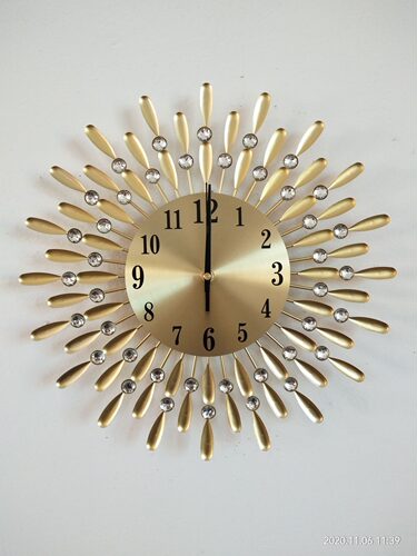 创意挂钟镶钻工艺时钟钟表 铁艺金属客厅装饰静音石英钟表