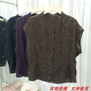 茜2682夏季新款时尚减龄气质镂空洋气百搭衬衣衬衫女装