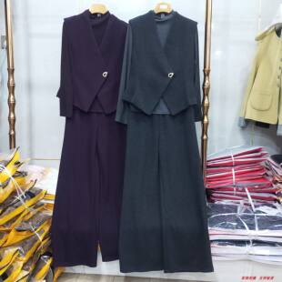 时尚 马甲T恤衫 直筒裤 菲洋5615正品 套裤 新款 职业休闲三件套装 春季