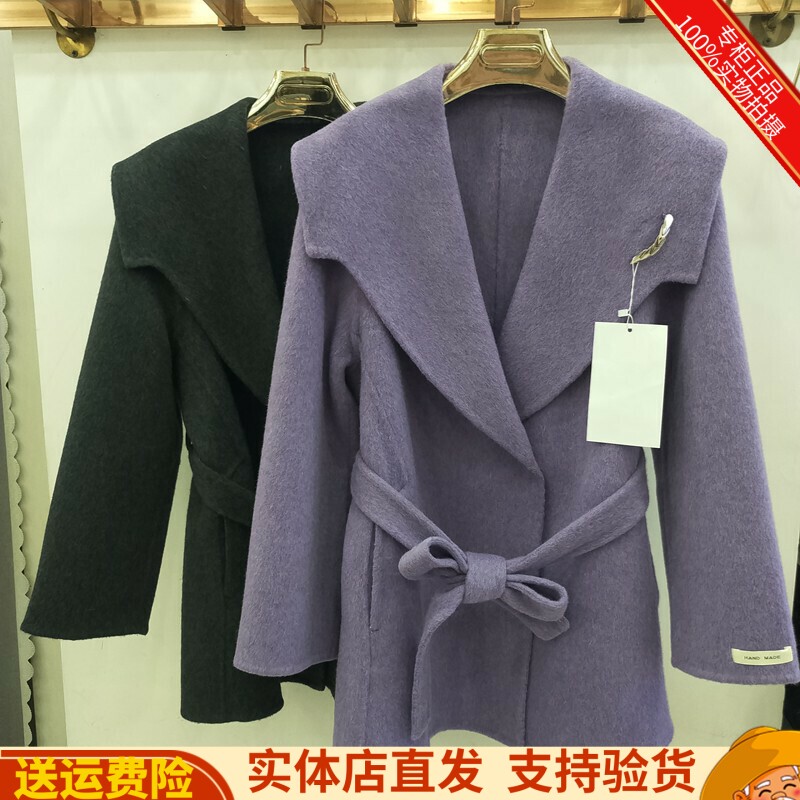 韩版中长款双面羊绒大衣外套