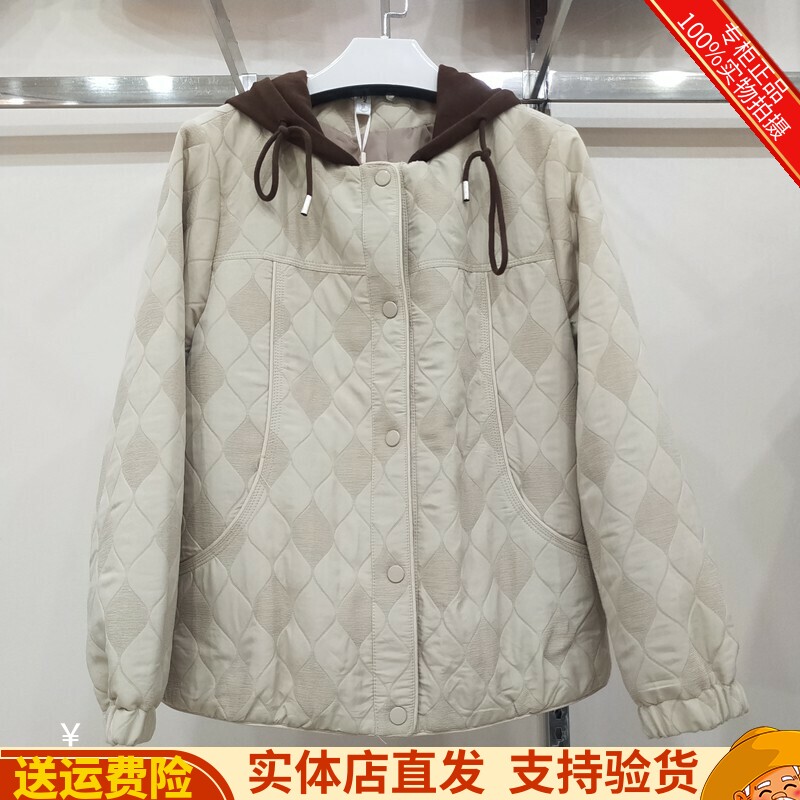 气质暗格加棉连帽休闲外套夹克