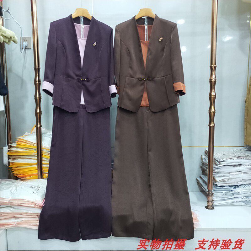 菲洋26-5665春夏新款气质吊带西装直筒裤职业休闲三件套套裤女装