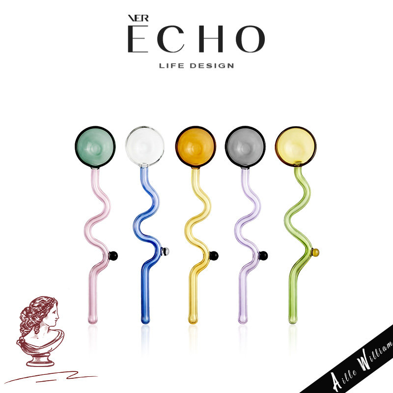 ECHO丨糖果 FBO韩式彩色玻璃长柄搅拌勺家用果酱甜品蜂蜜大号勺子