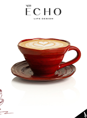ECHO丨窑红 YAF复古窑变陶瓷咖啡杯碟小众家用水杯马克杯下午茶杯