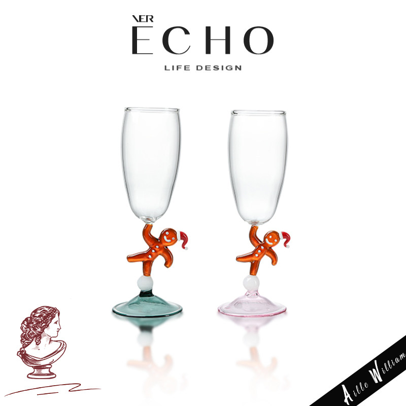 ECHO丨姜饼人 BHCU圣诞节玻璃酒杯香槟杯送人甜酒杯圣诞红酒杯,餐饮具,甜酒/香槟杯,淘宝优惠券,粉丝福利购,淘宝优惠卷