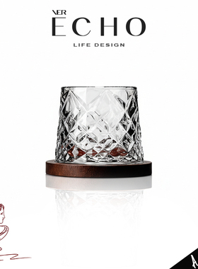 ECHO丨陀螺 BEW创意玻璃旋转杯高档威士忌酒杯洋酒杯啤酒杯带木座