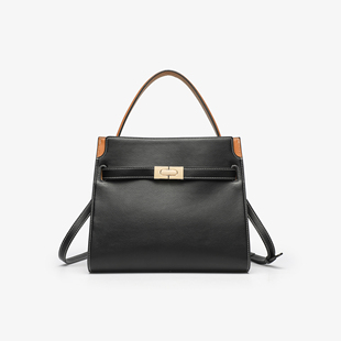 卡尔 蔻斯复古拼色饰扣托特包CK25623A黑色