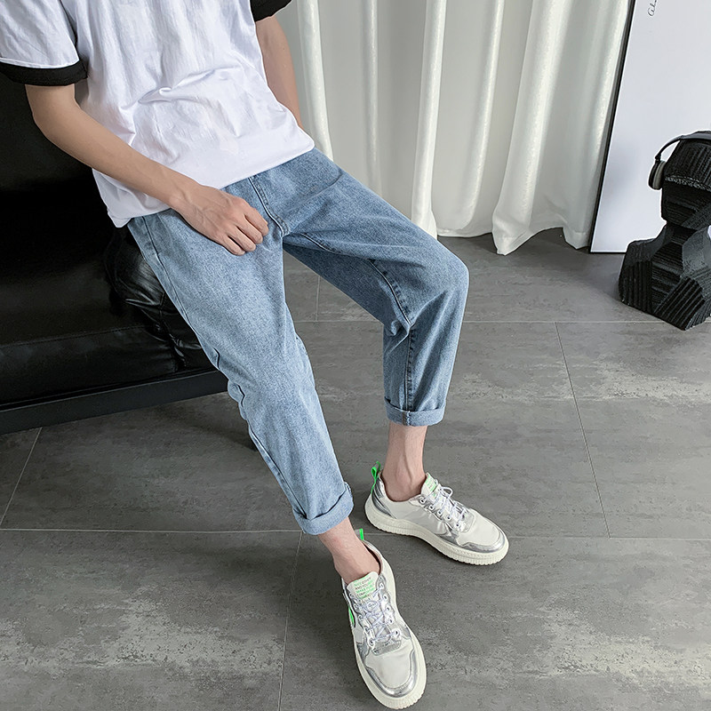 爆款！~港风百搭简约休闲牛仔裤男XZ214-8705-P42,男装牛仔裤,星座1204-3